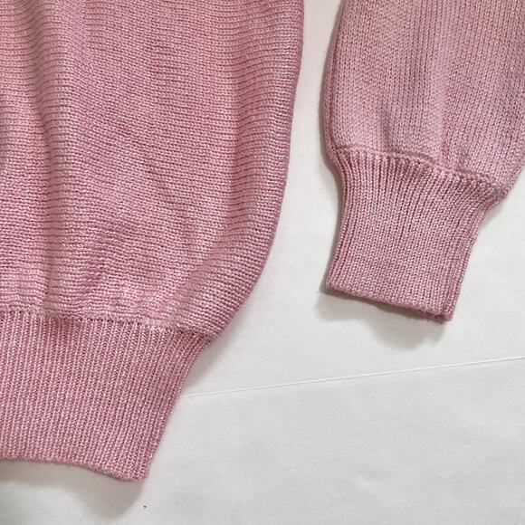 VTG Jaclyn Smith Womens Knit Sweater M Pastel Pink Beaded Coquette Floral Dainty - Picture 10 of 16